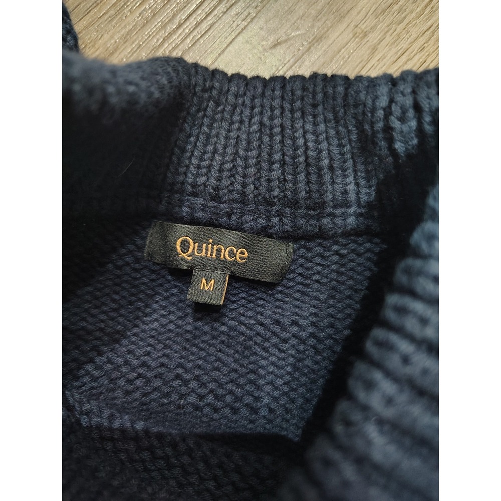 Quince 100% Organic Cotton Striped Crew Sweater Navy Blue Women's M Medium - Picture 4 of 7
